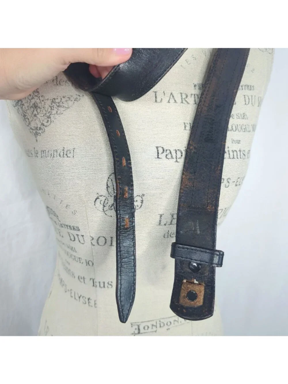 Vintage 80s Textile Western Belt X Large Black Leather